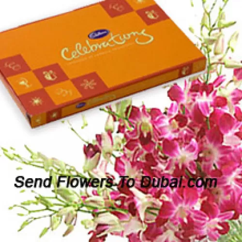 <b>Product Description</b><br><br>A Beautiful Bunch Of Pink Orchids Along With A Beautiful Box Of Cadbury Chocolates<br><br><b>Delivery Information</b><br><br>* The design and packaging of the product can always vary and is subject to the availability of flowers and other products available at the time of delivery.<br><br>* The "Time selected is treated as a preference/request and is not a fixed time for delivery". We only guarantee delivery on a "Specified Date" and not within a specified "Time Frame".