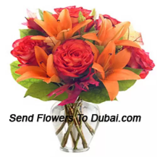 <b>Product Description</b><br><br>Orange Lilies And Orange Roses With Seasonal Fillers Arranged Beautifully In A Glass Vase<br><br><b>Delivery Information</b><br><br>* The design and packaging of the product can always vary and is subject to the availability of flowers and other products available at the time of delivery.<br><br>* The "Time selected is treated as a preference/request and is not a fixed time for delivery". We only guarantee delivery on a "Specified Date" and not within a specified "Time Frame".