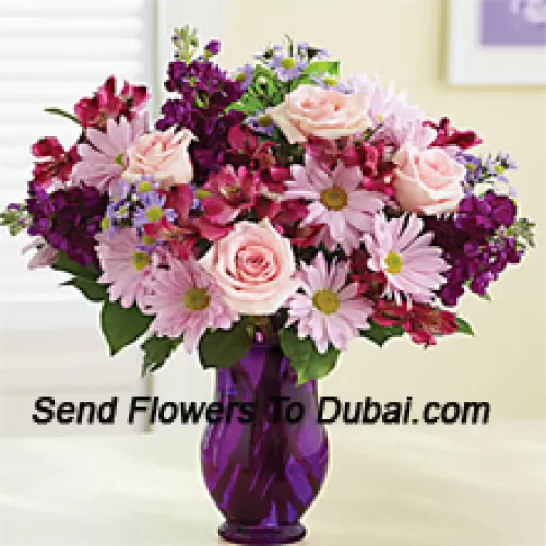 <b>Product Description</b><br><br>Pink Roses, Pink Gerberas And Other Assorted Flowers Arranged Beautifully In A Glass Vase -- 24 Stems And Fillers<br><br><b>Delivery Information</b><br><br>* The design and packaging of the product can always vary and is subject to the availability of flowers and other products available at the time of delivery.<br><br>* The "Time selected is treated as a preference/request and is not a fixed time for delivery". We only guarantee delivery on a "Specified Date" and not within a specified "Time Frame".