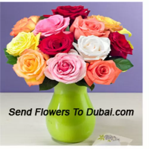 <b>Product Description</b><br><br>12 Mixed Colored Roses With Some Ferns In A Vase<br><br><b>Delivery Information</b><br><br>* The design and packaging of the product can always vary and is subject to the availability of flowers and other products available at the time of delivery.<br><br>* The "Time selected is treated as a preference/request and is not a fixed time for delivery". We only guarantee delivery on a "Specified Date" and not within a specified "Time Frame".