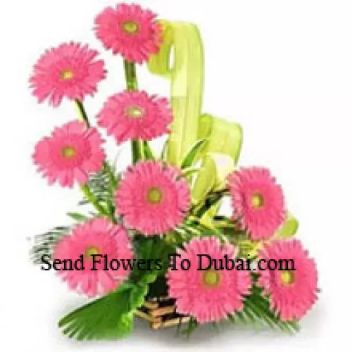 <b>Product Description</b><br><br>Basket Of 9 Pink Colored Gerberas With Fillers<br><br><b>Delivery Information</b><br><br>* The design and packaging of the product can always vary and is subject to the availability of flowers and other products available at the time of delivery.<br><br>* The "Time selected is treated as a preference/request and is not a fixed time for delivery". We only guarantee delivery on a "Specified Date" and not within a specified "Time Frame".