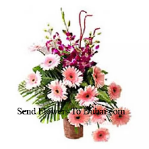 <b>Product Description</b><br><br>Basket Of Orchids And Gerberas<br><br><b>Delivery Information</b><br><br>* The design and packaging of the product can always vary and is subject to the availability of flowers and other products available at the time of delivery.<br><br>* The "Time selected is treated as a preference/request and is not a fixed time for delivery". We only guarantee delivery on a "Specified Date" and not within a specified "Time Frame".