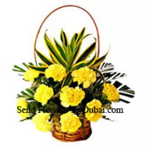 <b>Product Description</b><br><br>Basket Of 12 Yellow Carnations<br><br><b>Delivery Information</b><br><br>* The design and packaging of the product can always vary and is subject to the availability of flowers and other products available at the time of delivery.<br><br>* The "Time selected is treated as a preference/request and is not a fixed time for delivery". We only guarantee delivery on a "Specified Date" and not within a specified "Time Frame".