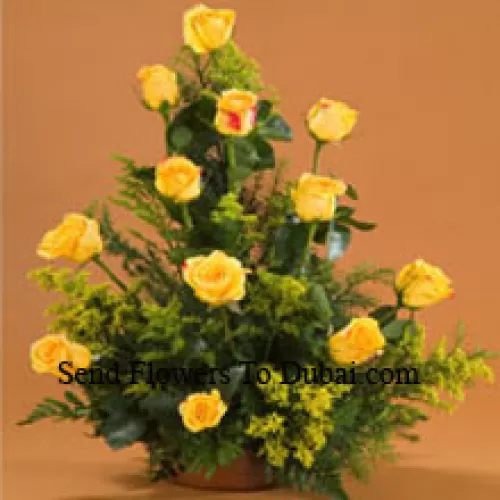 <b>Product Description</b><br><br>Basket Of 12 Yellow Roses With Fillers<br><br><b>Delivery Information</b><br><br>* The design and packaging of the product can always vary and is subject to the availability of flowers and other products available at the time of delivery.<br><br>* The "Time selected is treated as a preference/request and is not a fixed time for delivery". We only guarantee delivery on a "Specified Date" and not within a specified "Time Frame".
