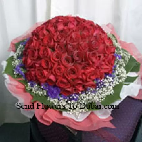 <b>Product Description</b><br><br>Bunch Of 100 Red Roses With Seasonal Fillers<br><br><b>Delivery Information</b><br><br>* The design and packaging of the product can always vary and is subject to the availability of flowers and other products available at the time of delivery.<br><br>* The "Time selected is treated as a preference/request and is not a fixed time for delivery". We only guarantee delivery on a "Specified Date" and not within a specified "Time Frame".
