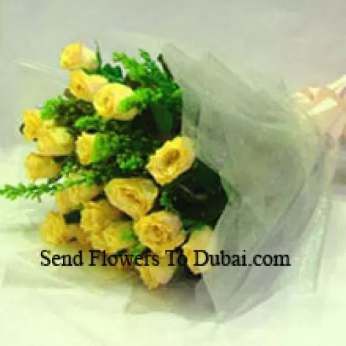 <b>Product Description</b><br><br>Bunch Of 12 Yellow Roses With Seasonal Fillers<br><br><b>Delivery Information</b><br><br>* The design and packaging of the product can always vary and is subject to the availability of flowers and other products available at the time of delivery.<br><br>* The "Time selected is treated as a preference/request and is not a fixed time for delivery". We only guarantee delivery on a "Specified Date" and not within a specified "Time Frame".