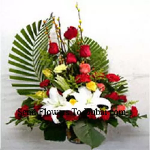 <b>Product Description</b><br><br>Basket Of Assorted Flowers Including Lilies, Roses And Carnations<br><br><b>Delivery Information</b><br><br>* The design and packaging of the product can always vary and is subject to the availability of flowers and other products available at the time of delivery.<br><br>* The "Time selected is treated as a preference/request and is not a fixed time for delivery". We only guarantee delivery on a "Specified Date" and not within a specified "Time Frame".
