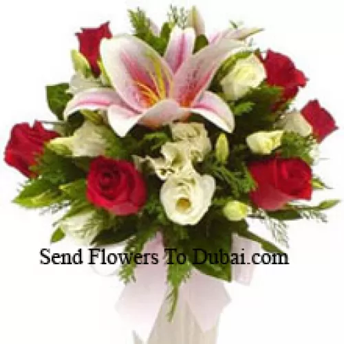 <b>Product Description</b><br><br>Bunch Of Lilies And Roses<br><br><b>Delivery Information</b><br><br>* The design and packaging of the product can always vary and is subject to the availability of flowers and other products available at the time of delivery.<br><br>* The "Time selected is treated as a preference/request and is not a fixed time for delivery". We only guarantee delivery on a "Specified Date" and not within a specified "Time Frame".