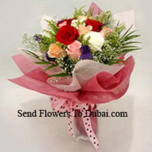 <b>Product Description</b><br><br>Bunch Of 12 Mixed Colored Roses<br><br><b>Delivery Information</b><br><br>* The design and packaging of the product can always vary and is subject to the availability of flowers and other products available at the time of delivery.<br><br>* The "Time selected is treated as a preference/request and is not a fixed time for delivery". We only guarantee delivery on a "Specified Date" and not within a specified "Time Frame".