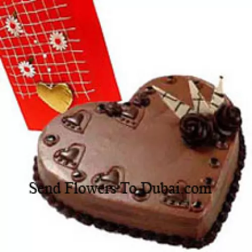 <b>Product Description</b><br><br>1 Kg (2.2 Lbs) Heart Shaped Chocolate Cake Along With A Free Love Greeting Card<br><br><b>Delivery Information</b><br><br>* The design and packaging of the product can always vary and is subject to the availability of flowers and other products available at the time of delivery.<br><br>* The "Time selected is treated as a preference/request and is not a fixed time for delivery". We only guarantee delivery on a "Specified Date" and not within a specified "Time Frame".