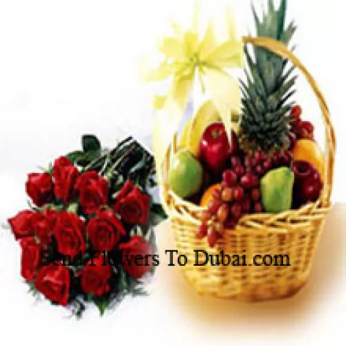 <b>Product Description</b><br><br>Bunch Of 12 Red Roses With 5 Kg (11 Lbs) Fresh Fruit Basket<br><br><b>Delivery Information</b><br><br>* The design and packaging of the product can always vary and is subject to the availability of flowers and other products available at the time of delivery.<br><br>* The "Time selected is treated as a preference/request and is not a fixed time for delivery". We only guarantee delivery on a "Specified Date" and not within a specified "Time Frame".