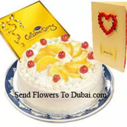 <b>Product Description</b><br><br>1 Kg Pineapple Cake, A Box Of Cadbury's Celebration And A Free Greeting Card<br><br><b>Delivery Information</b><br><br>* The design and packaging of the product can always vary and is subject to the availability of flowers and other products available at the time of delivery.<br><br>* The "Time selected is treated as a preference/request and is not a fixed time for delivery". We only guarantee delivery on a "Specified Date" and not within a specified "Time Frame".