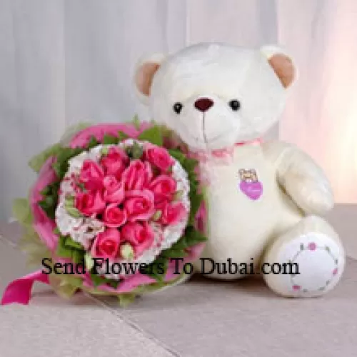 <b>Product Description</b><br><br>Bunch Of 12 Pink Roses And A Medium Sized Cute Teddy Bear<br><br><b>Delivery Information</b><br><br>* The design and packaging of the product can always vary and is subject to the availability of flowers and other products available at the time of delivery.<br><br>* The "Time selected is treated as a preference/request and is not a fixed time for delivery". We only guarantee delivery on a "Specified Date" and not within a specified "Time Frame".