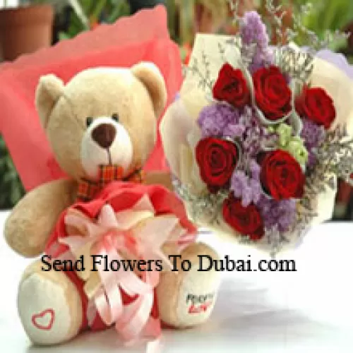 <b>Product Description</b><br><br>Bunch Of 6 Red Roses And A Medium Sized Cute Teddy Bear<br><br><b>Delivery Information</b><br><br>* The design and packaging of the product can always vary and is subject to the availability of flowers and other products available at the time of delivery.<br><br>* The "Time selected is treated as a preference/request and is not a fixed time for delivery". We only guarantee delivery on a "Specified Date" and not within a specified "Time Frame".