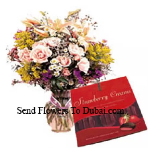 <b>Product Description</b><br><br>Assorted Flowers In A Vase And A Box Of Chocolate<br><br><b>Delivery Information</b><br><br>* The design and packaging of the product can always vary and is subject to the availability of flowers and other products available at the time of delivery.<br><br>* The "Time selected is treated as a preference/request and is not a fixed time for delivery". We only guarantee delivery on a "Specified Date" and not within a specified "Time Frame".