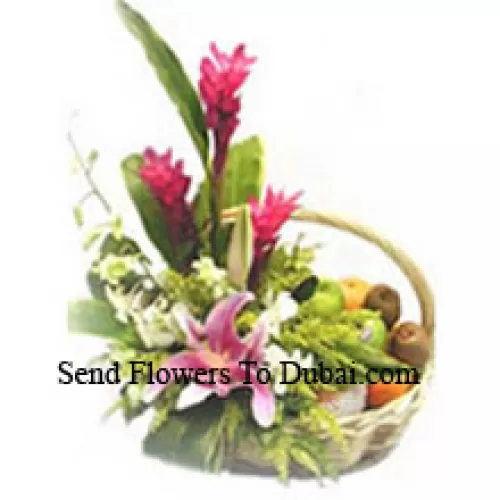 <b>Product Description</b><br><br>Basket Of 5 Kg (11 Lbs) Assorted Fresh Fruit Basket With Assorted Flowers<br><br><b>Delivery Information</b><br><br>* The design and packaging of the product can always vary and is subject to the availability of flowers and other products available at the time of delivery.<br><br>* The "Time selected is treated as a preference/request and is not a fixed time for delivery". We only guarantee delivery on a "Specified Date" and not within a specified "Time Frame".