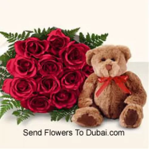 <b>Product Description</b><br><br>Bunch Of 12 Red Roses With A Cute Brown 8 Inches Teddy Bear<br><br><b>Delivery Information</b><br><br>* The design and packaging of the product can always vary and is subject to the availability of flowers and other products available at the time of delivery.<br><br>* The "Time selected is treated as a preference/request and is not a fixed time for delivery". We only guarantee delivery on a "Specified Date" and not within a specified "Time Frame".