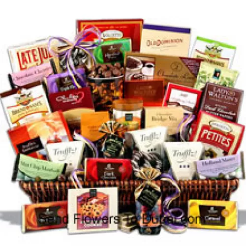 <b>Product Description</b><br><br>This giant chocolate gift basket is loaded with thirty of our favorite chocolate indulgences that are guaranteed to quench an army of chocolate lovers cravings! We create this masterpiece with only the finest award-winning gourmet chocolate delicacies sourced from around the globe. The result of our efforts is a chocolate gift basket unrivalled in the gift world! Inside they will discover the finest the confectionery world has to offer from the top brands  (Please Note That We Reserve The Right To Substitute Any Product With A Suitable Product Of Equal Value In Case Of Non-Availability Of A Certain Product)<br><br><b>Delivery Information</b><br><br>* The design and packaging of the product can always vary and is subject to the availability of flowers and other products available at the time of delivery.<br><br>* The "Time selected is treated as a preference/request and is not a fixed time for delivery". We only guarantee delivery on a "Specified Date" and not within a specified "Time Frame".